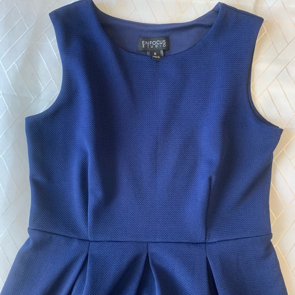 Classic Blue and Green Sleeveless colorblock two tone Dress 6 - Picture 4 of 6
